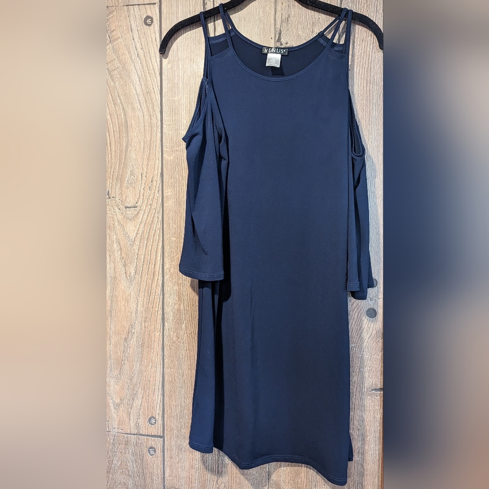 Venus Navy cold shoulder dress